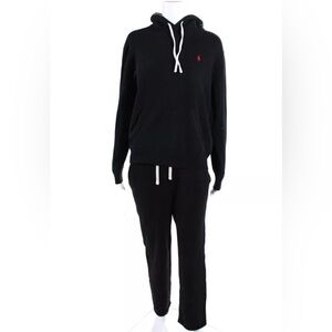 Polo Ralph Lauren Womens Black Cotton Long Sleeve Hoodie Pants Set Size S